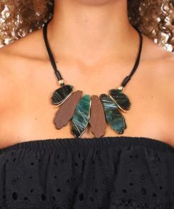 Stella Rose Jewellery Emerald Wood Or Stone Necklace