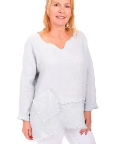 Cest Parfait Clothing Lazy Days Linen Top - Grey - CP6