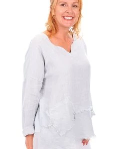 Cest Parfait Clothing Lazy Days Linen Top - Grey - CP6