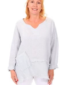 Cest Parfait Clothing Lazy Days Linen Top - Grey - CP6