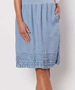 Gordon Smith Ruffled Hem Linen Pull On Skirt | Powder | GS22