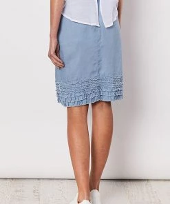 Gordon Smith Ruffled Hem Linen Pull On Skirt | Powder | GS22 5 Gordon Smith Ruffled Hem Linen Pull On Skirt | Powder | GS22