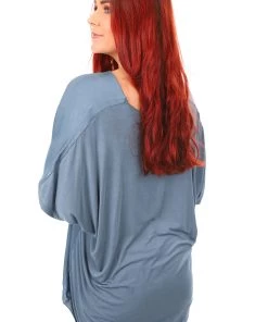 Cindy G High Low Silky Top | Gunmetal Tops