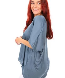 Cindy G High Low Silky Top | Gunmetal Tops