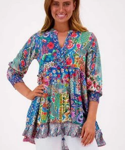 Lulalife Hathaway Tiered Tunic | Blue | LL53 Clothing