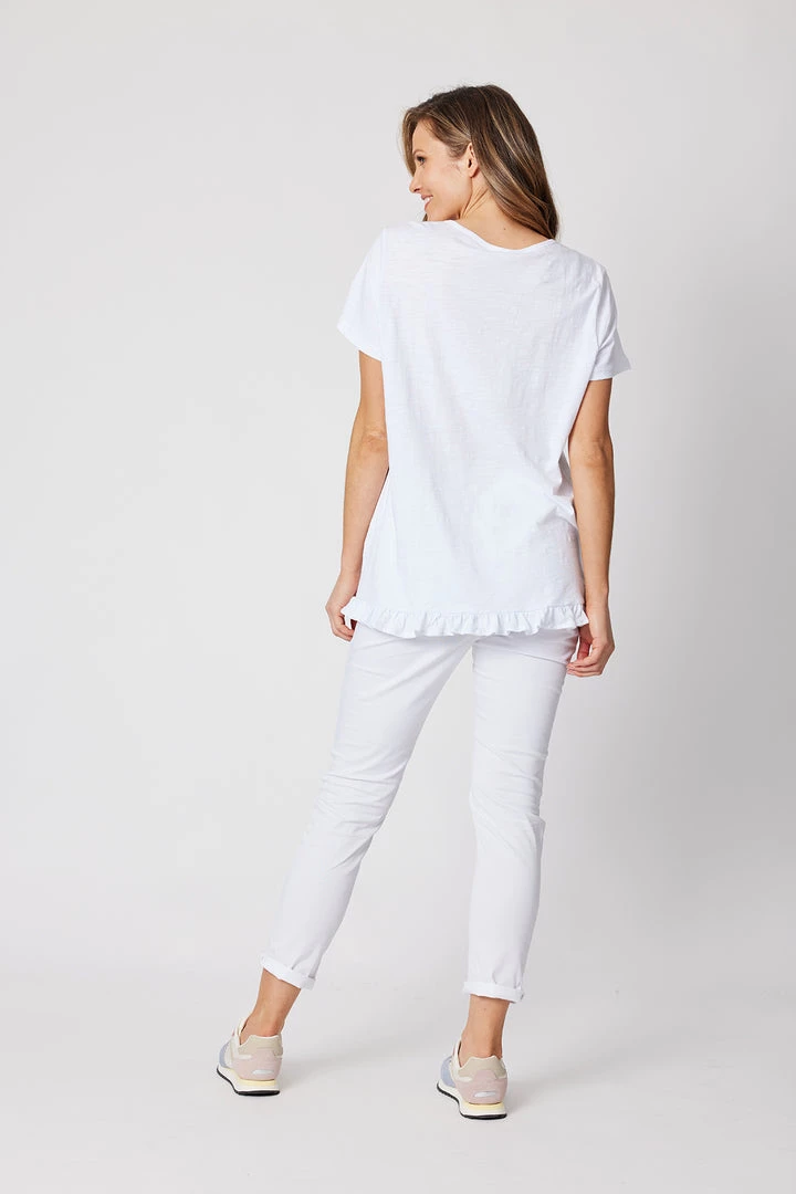 Threadz Heart Frilled Hem Top | White | TZ39 2 Threadz Heart Frilled Hem Top | White | TZ39