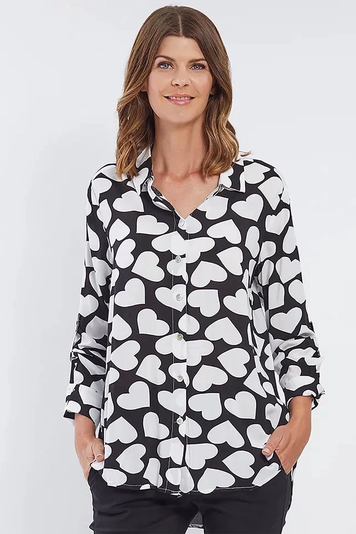 Hammock & Vine Tops Black & White Heart Shirt | HV3 2 Hammock & Vine Tops Black & White Heart Shirt | HV3
