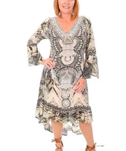 Fashion Spectrum Resort Wear Tahiti High Low Silk Dress | FS7