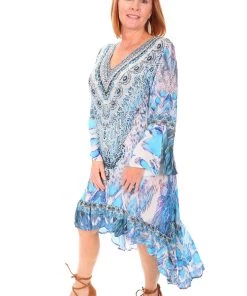 Fashion Spectrum Paluma High Low Silk Dress | Blue | FS7 Resort Wear