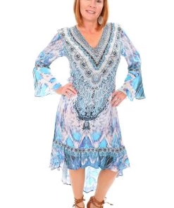 Fashion Spectrum Paluma High Low Silk Dress | Blue | FS7 Resort Wear