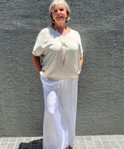 Cindy G Clothing High Low Silky Top | Ivory | CG28