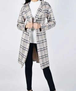 Frank Lyman Houndstooth Coat | Beige | FL57