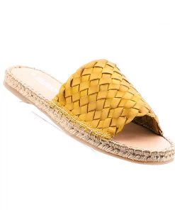 Human Shoes Chrissy Leather Slide - Mustard -HS5s