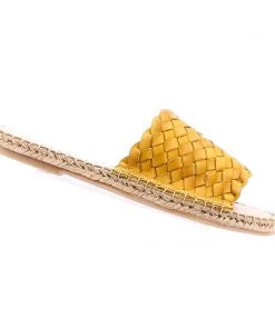 Human Shoes Chrissy Leather Slide - Mustard -HS5s