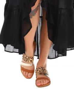 Human Chester Leather Slide - Tan Ocelot - HS12