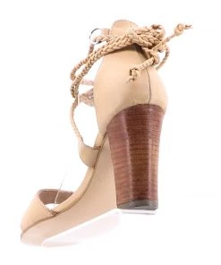 Human Lawton Leather Tie Up Heels - Natural 8 Human Lawton Leather Tie Up Heels - Natural