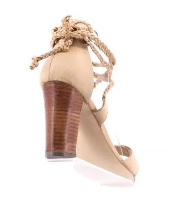 Human Lawton Leather Tie Up Heels - Natural 9 Human Lawton Leather Tie Up Heels - Natural