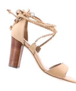 Human Lawton Leather Tie Up Heels - Natural