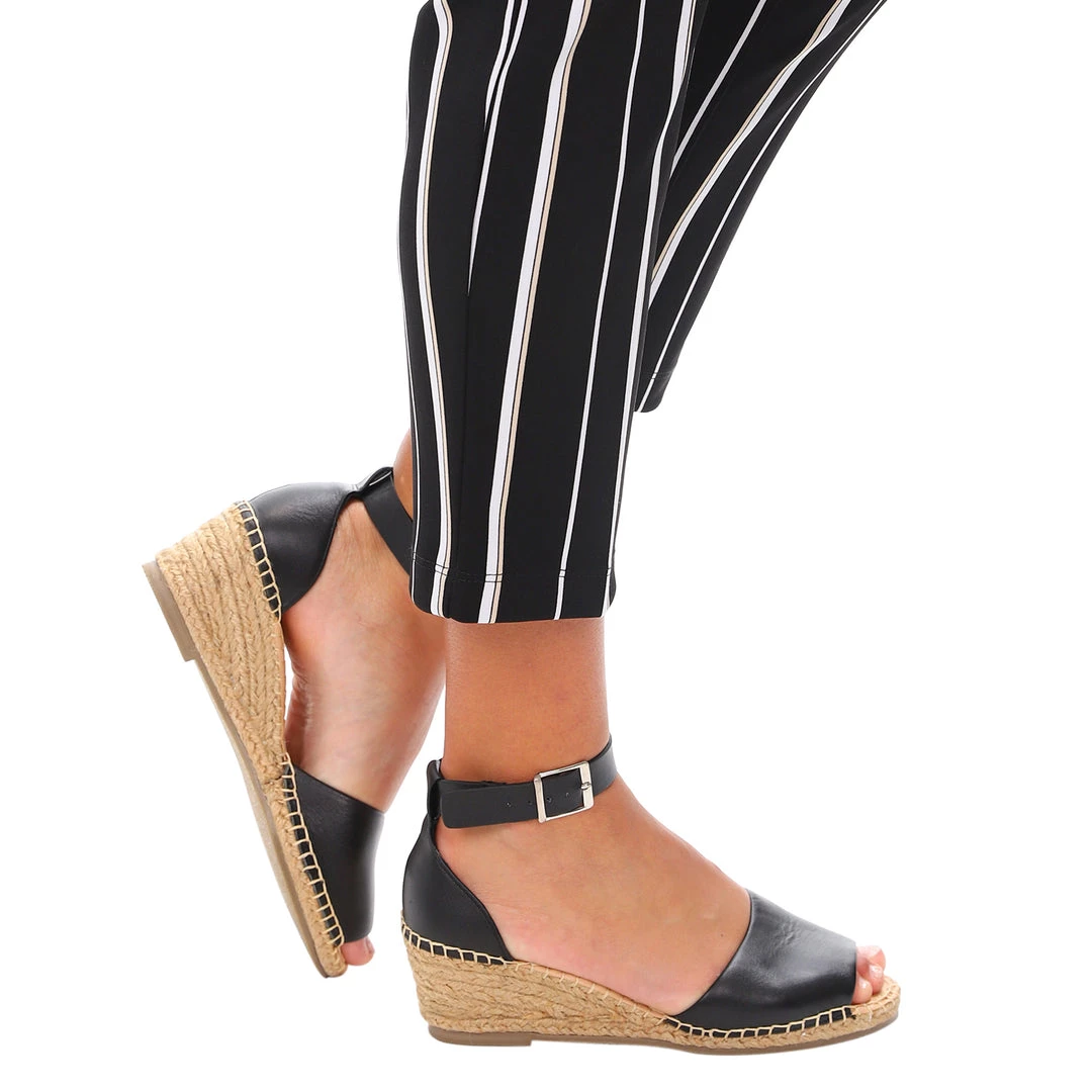 Human Helene Leather Espadrille Wedge - Black -HS2 1 Human Helene Leather Espadrille Wedge - Black -HS2