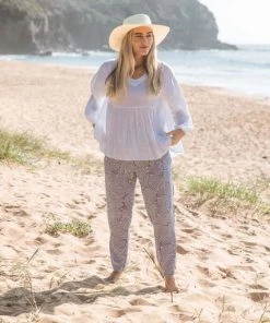 Namastai Cotton V Neck Long Sleeve Top | White | N3s Tops