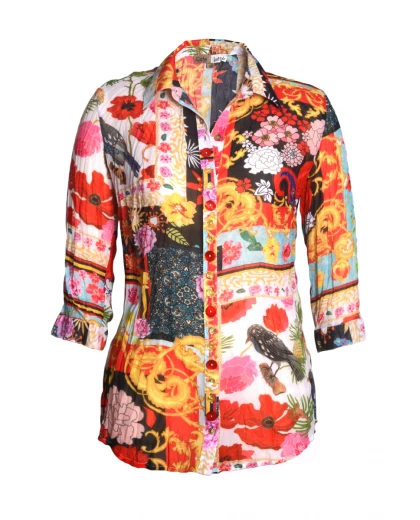 Cafe Latte Print Gette Collar Shirt | CL6 Tops 2 Cafe Latte Print Gette Collar Shirt | CL6 Tops