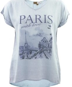 Cafe Latte Tops Paris Tee | Sky | CL11