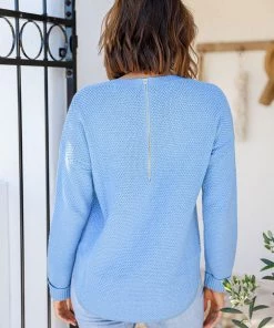 Silence & Noise I'm Famous Zip Knit | Sky | SN15 Knitwear/Jumpers