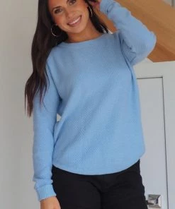 Silence & Noise I'm Famous Zip Knit | Sky | SN15 Knitwear/Jumpers