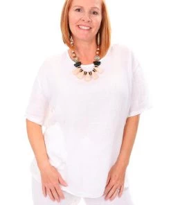 Wednesday Lulu Side Panel Linen Top - White