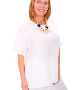 Wednesday Lulu Side Panel Linen Top - White