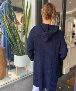 Italian Star Knitwear/Jumpers Betty Boucle Cardi | Navy | IS31