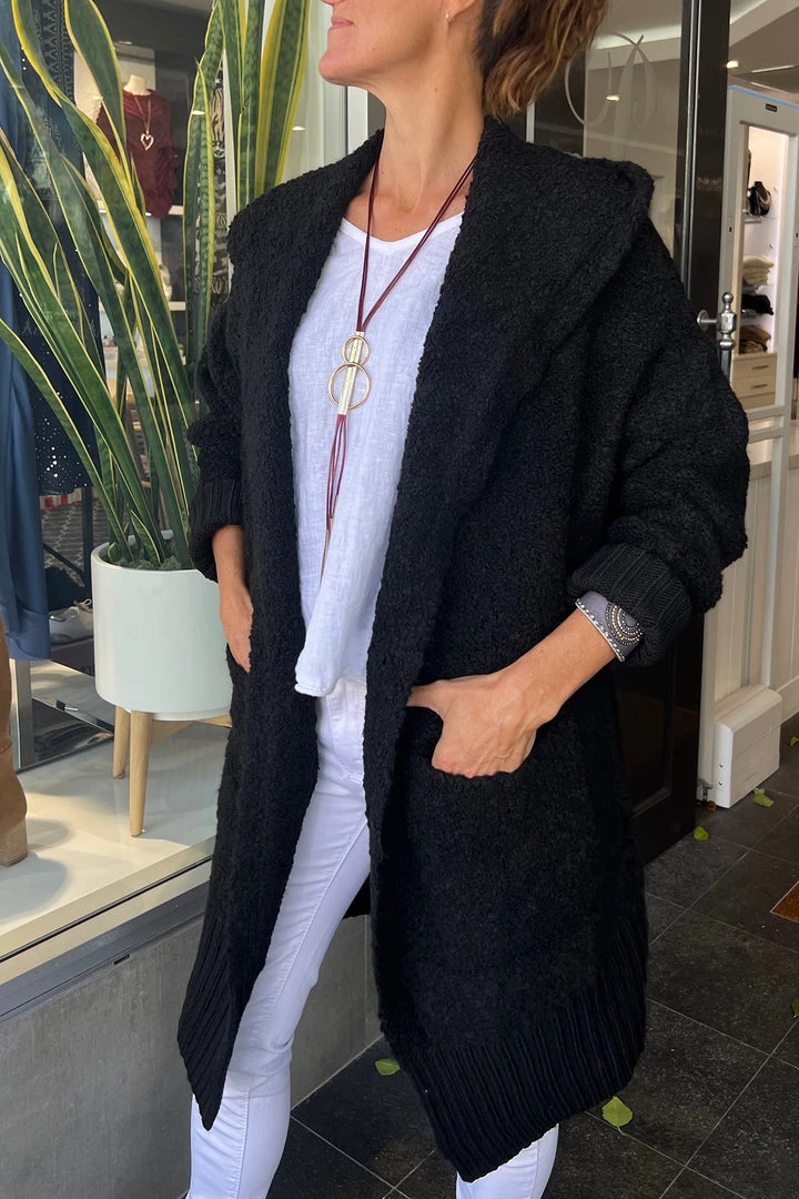 Italian Star Knitwear/Jumpers Betty Boucle Cardi | Black | IS31 1 Italian Star Knitwear/Jumpers Betty Boucle Cardi | Black | IS31