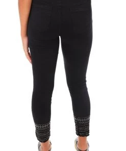 Italian Star Embellished Cuff Jeans - Black - IS17 9 Italian Star Embellished Cuff Jeans - Black - IS17