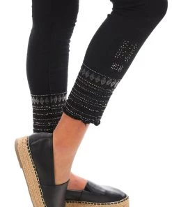 Italian Star Embellished Cuff Jeans - Black - IS17 10 Italian Star Embellished Cuff Jeans - Black - IS17