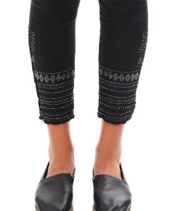 Italian Star Embellished Cuff Jeans - Black - IS17 11 Italian Star Embellished Cuff Jeans - Black - IS17