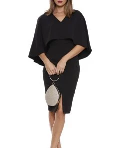 Romance Ivy Cape Dress | Black | ROM15 Clothing