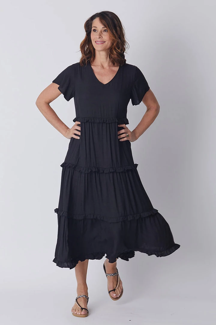 WD Designs Jayda Ruffle Tier Dress | Black | WD1 1 WD Designs Jayda Ruffle Tier Dress | Black | WD1