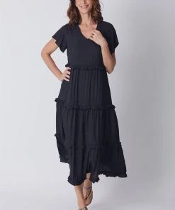 WD Designs Jayda Ruffle Tier Dress | Black | WD1