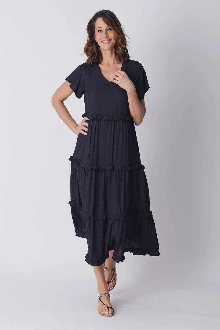 WD Designs Jayda Ruffle Tier Dress | Black | WD1 2 WD Designs Jayda Ruffle Tier Dress | Black | WD1