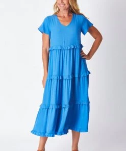WD Designs Jayda Ruffle Tier Dress | Blue | WD1 Clothing