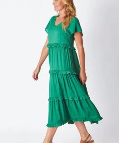WD Designs Jayda Ruffle Tier Dress | Forest | WD1