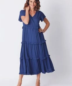 WD Designs Jayda Ruffle Tier Dress | Ink | WD1 Clothing