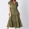 WD Designs Jayda Ruffle Tier Dress | Khaki | WD1 Clothing