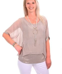 Jenny Jazz Primadonna Shimmer Top | Biscuit Stripe | JJ19