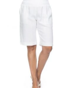 Gordon Smith Jersey Waist Linen Shorts | White | GS8