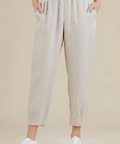 Gordon Smith Jersey Waist Linen Pants | Latte | GS3