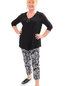 Joseph Ribkoff Clothing Black Eyelet Tunic Top