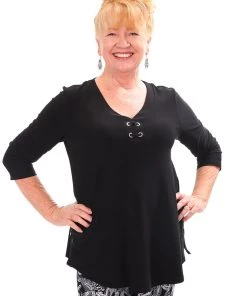 Joseph Ribkoff Clothing Black Eyelet Tunic Top