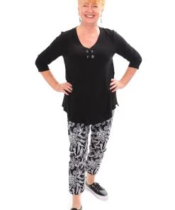 Joseph Ribkoff Clothing Black Eyelet Tunic Top