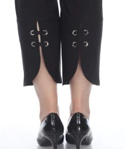 Joseph Ribkoff Split Lace Up Pants | Black | JR78